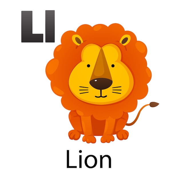 Funny Image Of Lion And Letter L. Zoo Alphabet Collection Stock Vector 811