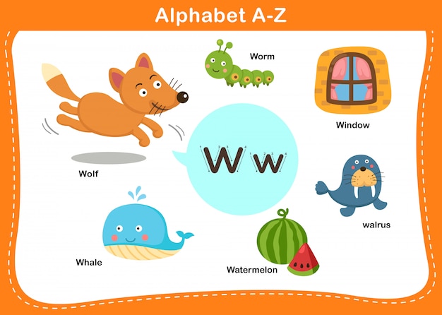 Alphabet letter w illustration | Premium Vector
