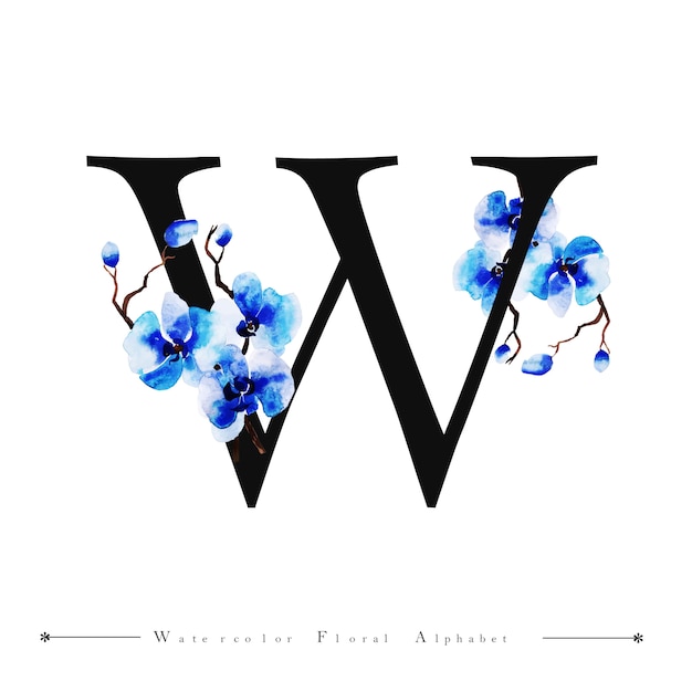 Ongekend Alphabet letter w watercolor floral background | Premium Vector DI-99