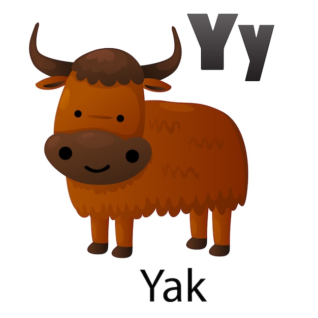 Premium Vector | Alphabet letter y-yak