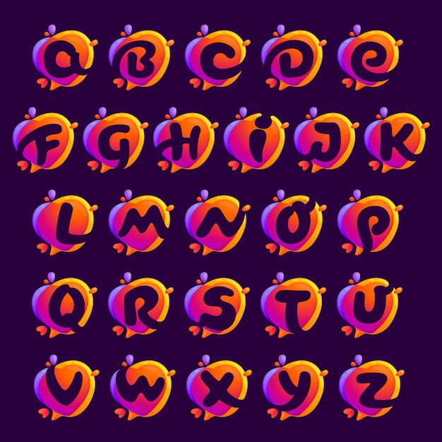 Premium Vector | Alphabet letters at colorful bubble gradient.