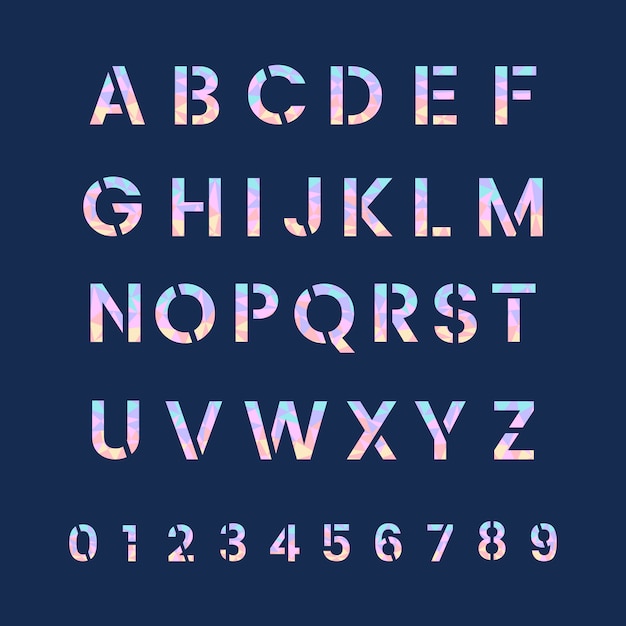 The alphabet and numeral system vectors Free Vector