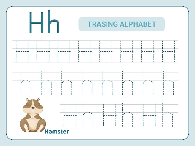 Premium Vector | Alphabet tracing practice for leter h worksheet