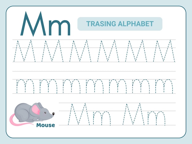 Premium Vector Alphabet Tracing Practice For Leter M Worksheet