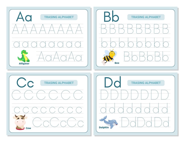 premium vector alphabet tracing practice letter a b c