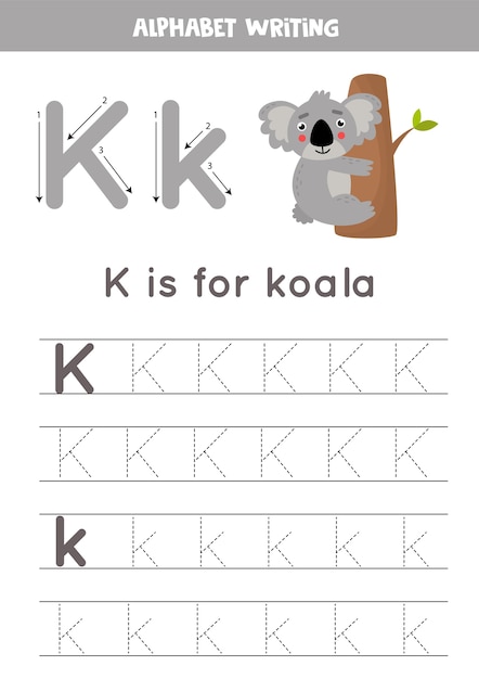 動物のイラストがアルファベットのトレースワークシート プレミアムベクター