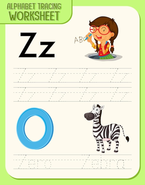 Free Vector Alphabet Tracing Worksheet With Letter Z And Z