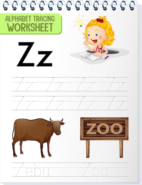 Free Vector Alphabet Tracing Worksheet With Letter Z And Z