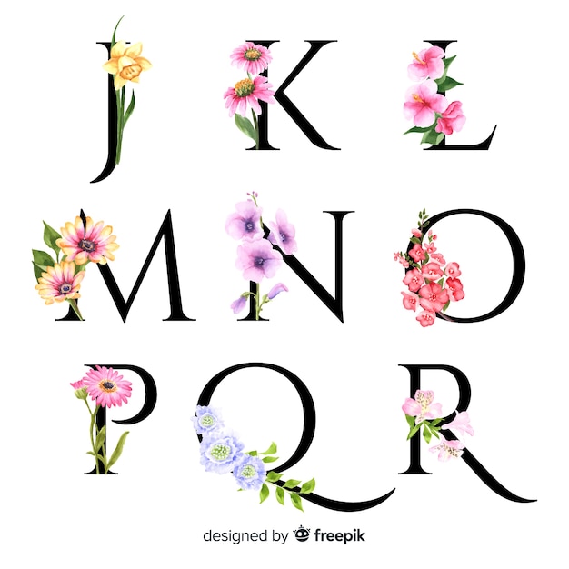 Alphabet with realistic flowers Vector | Free Download