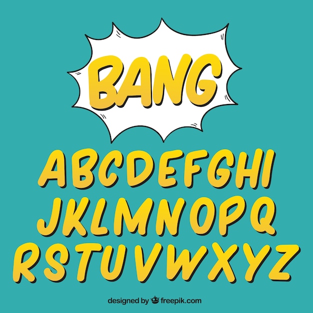 Download Free Vector Alphabet Of Yellow Letters In Comic Style PSD Mockup Templates