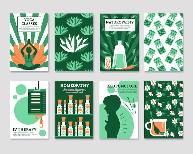 Free Vector Alternative  medicine cards set