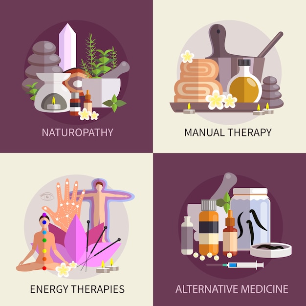  Free  Vector Alternative  medicine design concept set