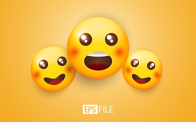 Premium Vector | Amazed face emoticons on yellow