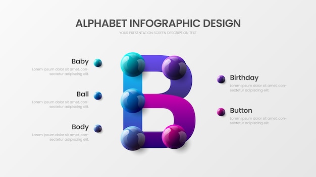 Premium Vector | Amazing B Symbol Alphabet Infographic Colorful Balls ...