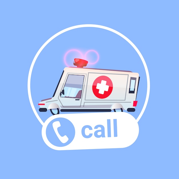 救急車車の電話アイコン応急処置救急医療ヘルプ プレミアムベクター