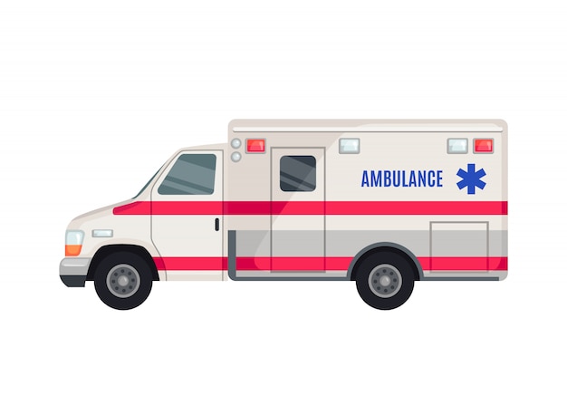 Premium Vector | Ambulance car icon in flat style isolated on white ...