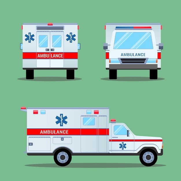 Premium Vector | Ambulance emergency . back, front and side view ...