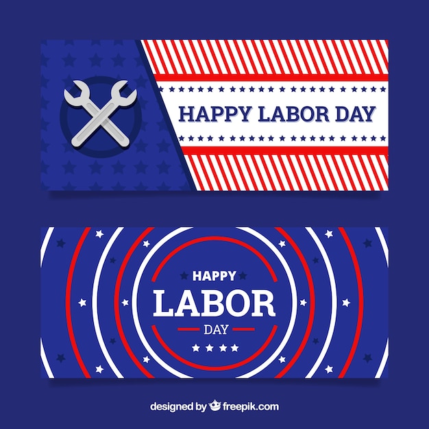 Amercian labor day banners with flat\
design