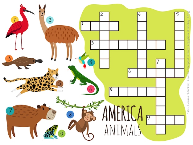 america animals set kids crossword 81894 3406