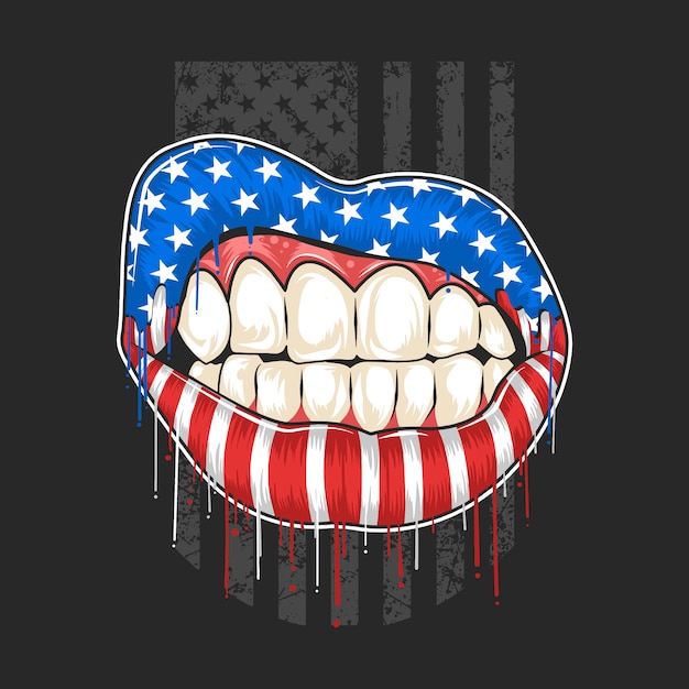Download America lips flag artwork vector Vector | Premium Download