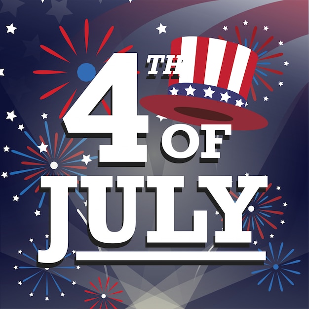 Premium Vector | American 4th of july greetings card post with fireworks