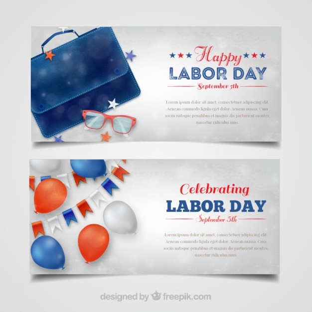 American banners of happy labor day
