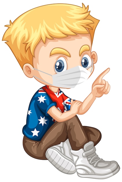 Download Free Vector | American boy character wearing mask