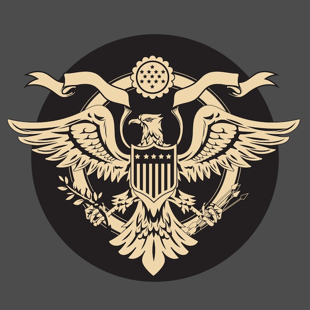 Download American eagle emblem with usa flags and shield vintage ...