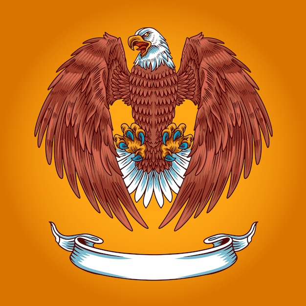 アメリカンイーグルのロゴのテンプレート プレミアムベクター