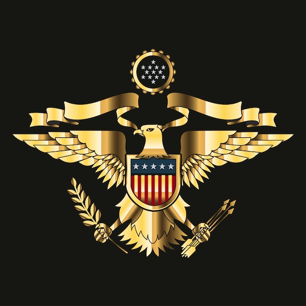 Download American eagle with usa flags and shield gold | Premium Vector