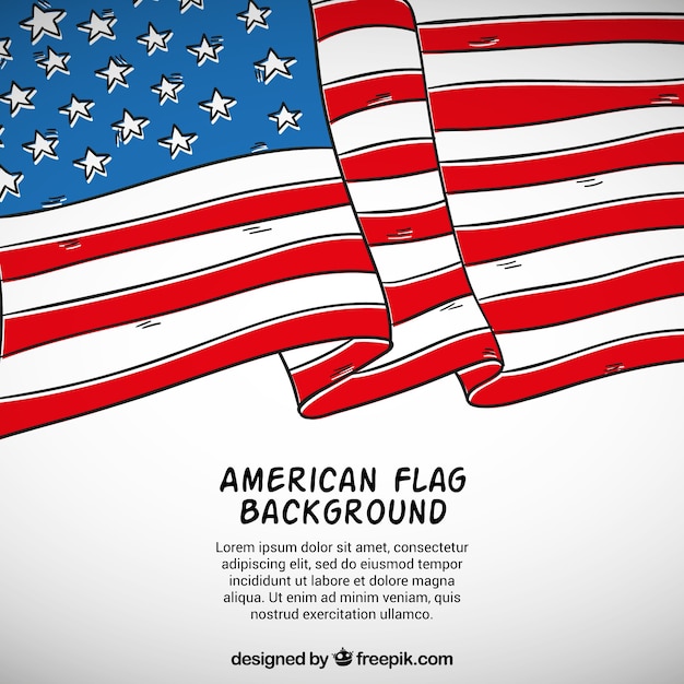 Download American flag background in hand-drawn style Vector | Free ...
