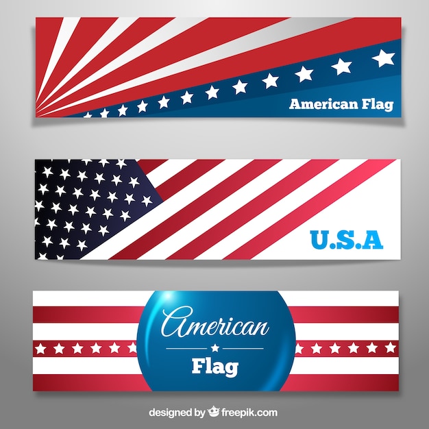 Download American flag banners | Free Vector