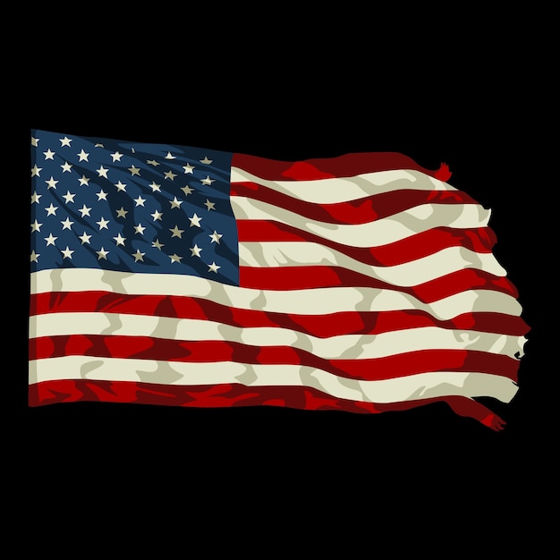 アメリカの国旗イラストフラットデザイン プレミアムベクター
