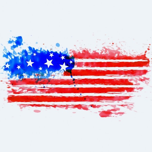 水彩画で作られたアメリカ国旗 無料のベクター