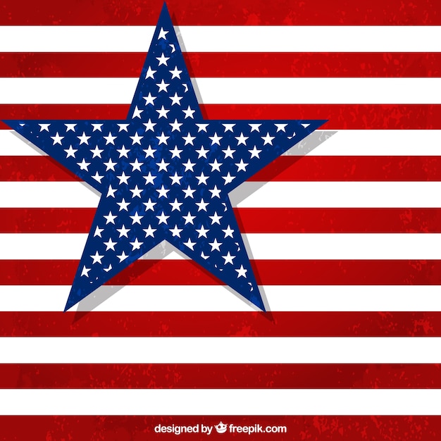 Download American flag with big star Vector | Free Download