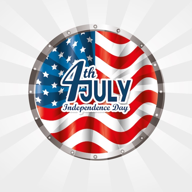 Download American flag with round silver frame and 4th of july sign ...