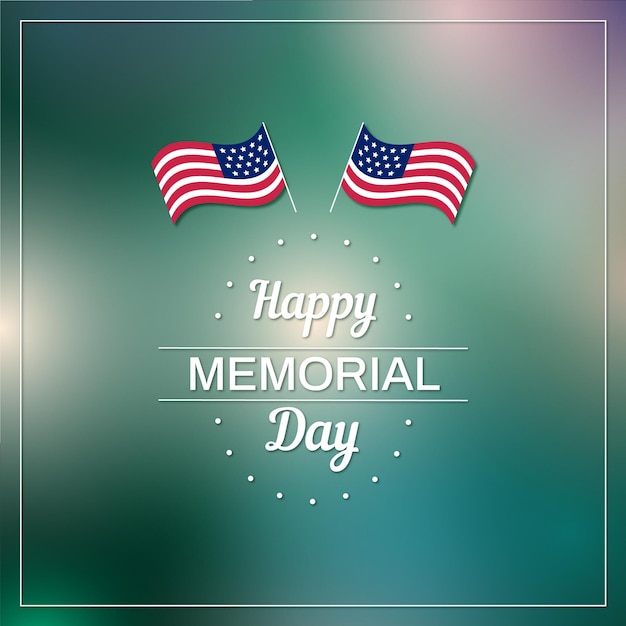 Premium Vector American Flags Blurred Happy Memorial Day