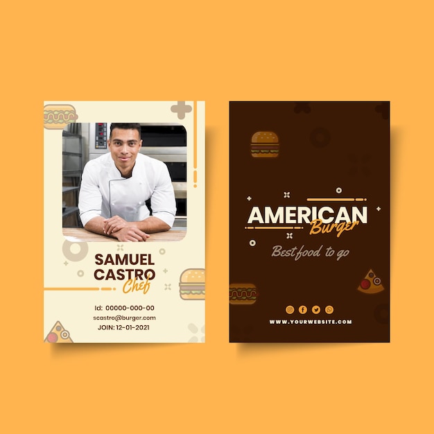 free-vector-american-food-pub-id-card-template