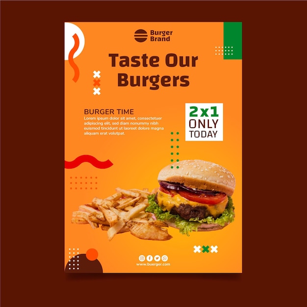 Free Vector | American food vertical poster with burger