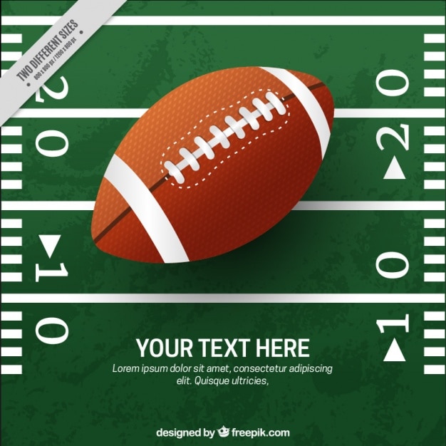 American football background with pitch and
ball in realistic style