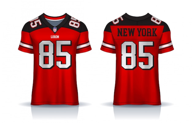 Download Premium Vector American Football Jersey T Shirt Sport Template Uniform Front And Back View