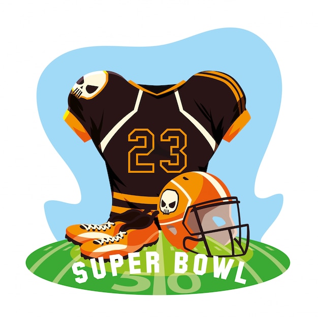 American Football Player Outfit Sportsuit Label Super Bowl Premium Vector