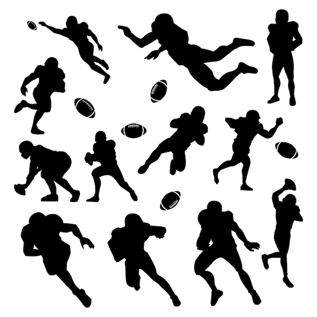 Download American football player silhouette set Vector | Premium ...