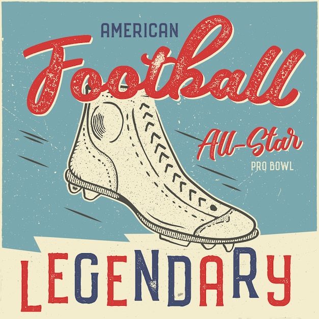 プレミアムベクター 靴とアメリカンフットボールのヴィンテージのイラスト