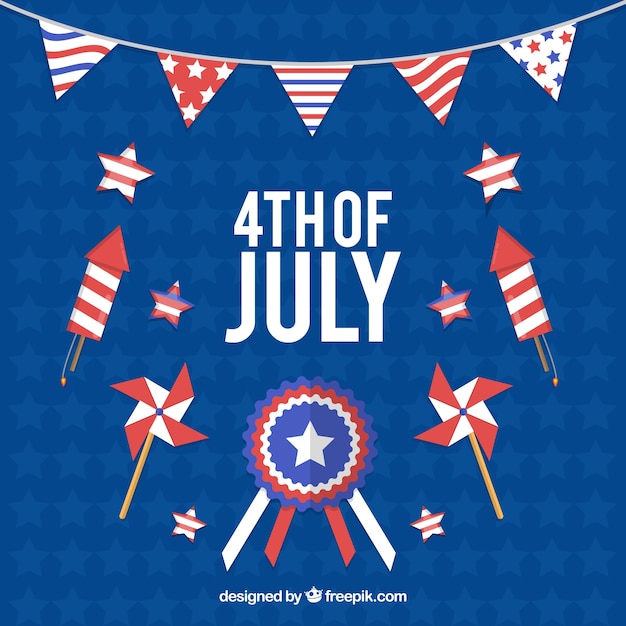 Free Vector American Independence Day Elements With Flat Design