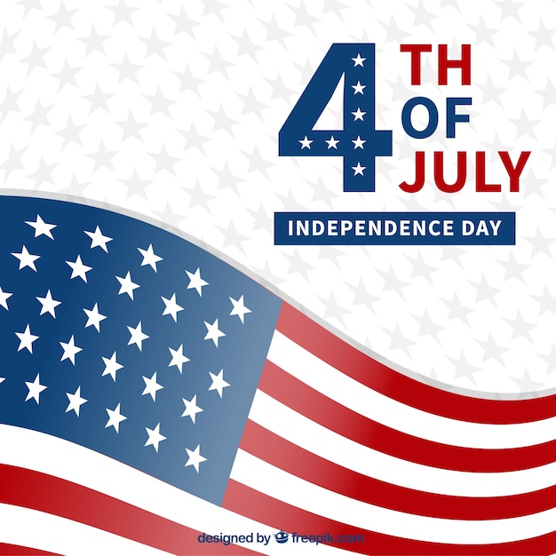 Free Vector American independence day with flag and date