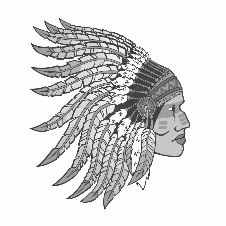 Premium Vector | American indian in national headdress isolated on white
