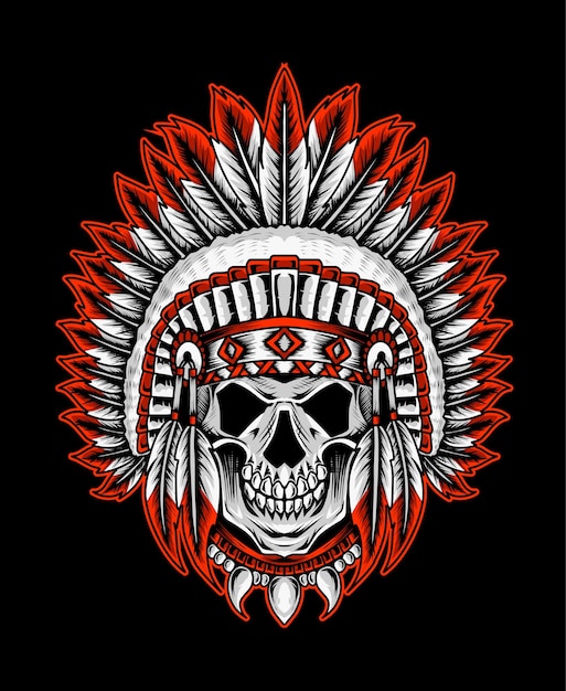 Premium Vector | American indian tribal skull design