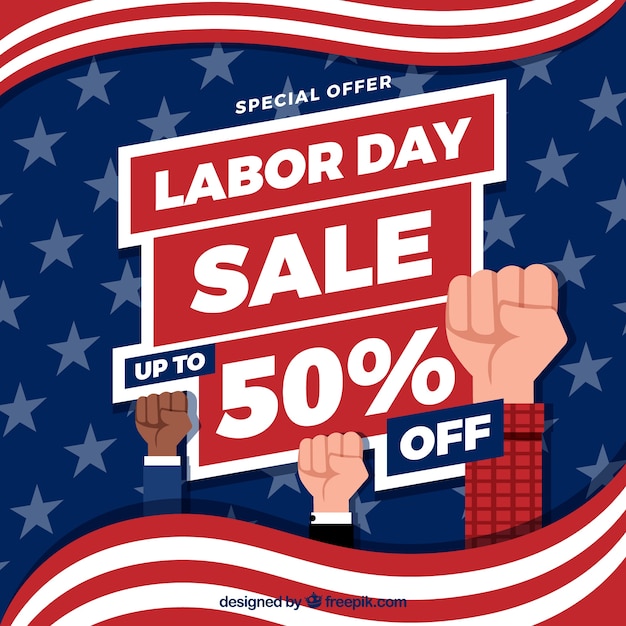 Free Vector American labor day sale with flat design