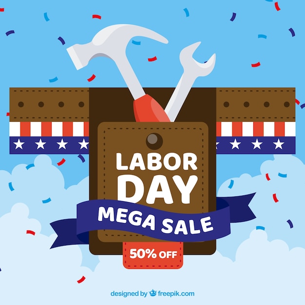 American labor day sale with flat design